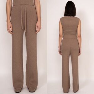 Kathryn Mccarron Rumi Ribbed Cashmere Blend Wide Leg Knit Pants Size Small NWT